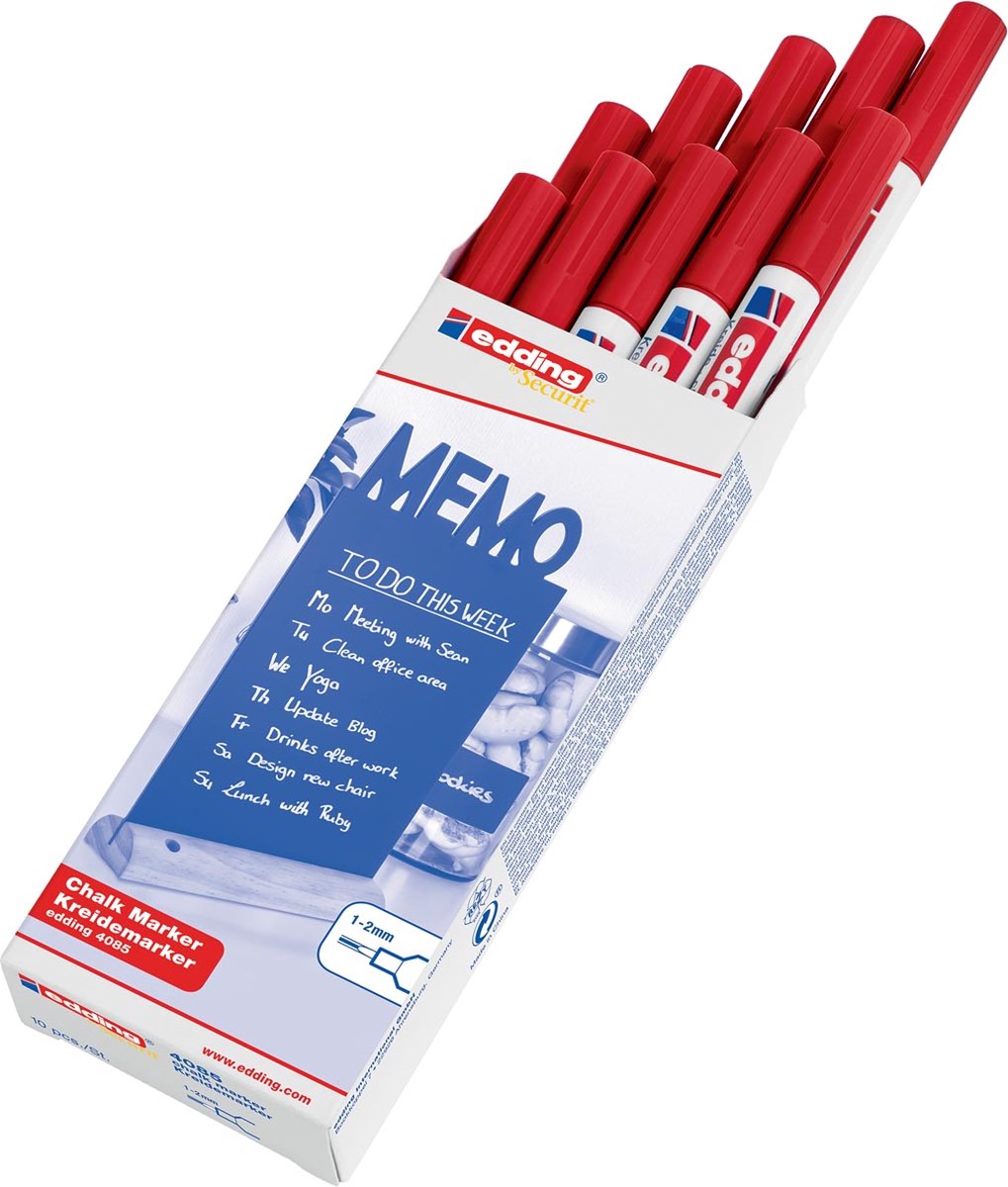 Krijtstift edding 4085 rond 1-2mm rood | 10 stuks